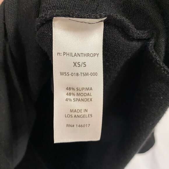 n: PHILANTHROPY Black Asymmetrical Hem Long Sleeve Black Sweatshirt Size XS / S - Picture 5 of 8